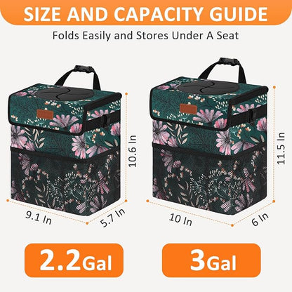 Vankor Car Trash Can for Car Cute, Bag Bin Hanging Waterproof Automotive Garbage Cans Leak Proof Vehicle Trash Can Navy Floral