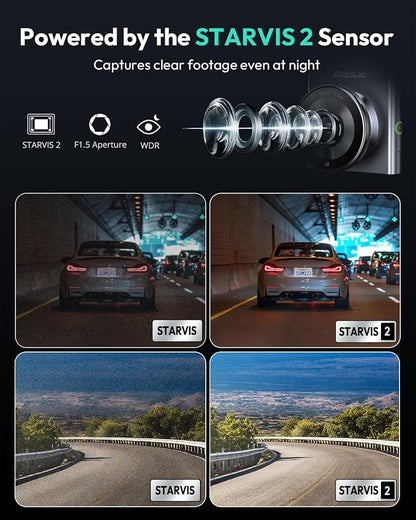 BOTSLAB G300 PLUS 4K DUAL Dash Cam Front and Rear [Updated Version], STARVIS 2 Sensor, 64GB Card Included, Voice Control, 5GHz WiFi Dashcam Front and Rear Camera, GPS,WDR Night Vision,24H Parking Mode