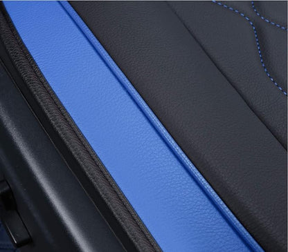 Huidasource Grand Cherokee Seat Covers, Waterproof Leather Customized Car Seat Cushion Covers, Full Set Seat Protector Compatible with Grand Cherokee 2011-2022, (5 Pcs Full Set/Black&Blue)