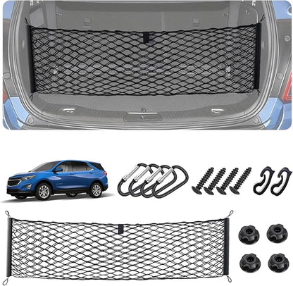 Envelope Style Cargo Net for 2018-2026 Chevy Equinox & GMC Terrain Accessories, Trunk SUV Mesh Cargo Net, Upgraded 5mm Bungee&Double-layer Nylon Storage Tailgate Netting Grocery&Tools Holder Organizer