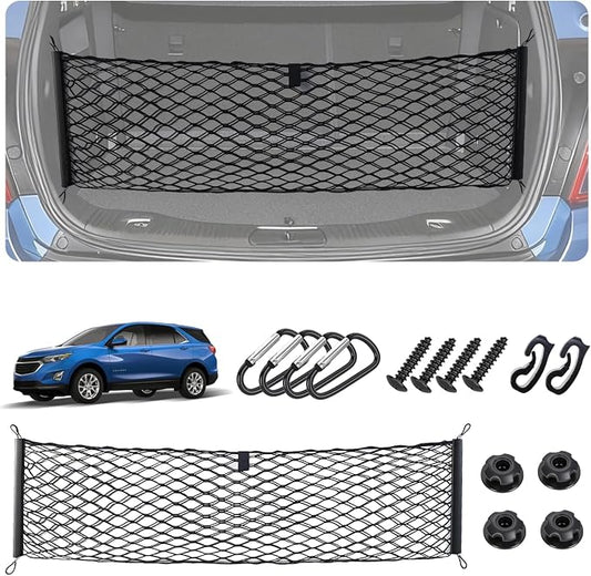 Envelope Style Cargo Net for 2018-2026 Chevy Equinox & GMC Terrain Accessories, Trunk SUV Mesh Cargo Net, Upgraded 5mm Bungee&Double-layer Nylon Storage Tailgate Netting Grocery&Tools Holder Organizer