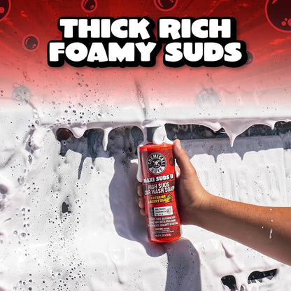 Chemical Guys Maxi Suds II Foaming Car Wash Soap – High Foam Car Wash Soap, Cherry Scent Shampoo and Gloss Booster for Foam Cannons, Guns or Buckets – Gentle, Safe for Trucks, SUVs, and RVs, 64 oz