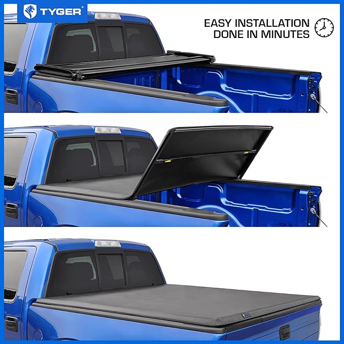Tyger Auto T3 Soft Tri-fold Truck Bed Tonneau Cover Compatible with 2005-2021 Nissan Frontier; 2009-2012 Suzuki Equator | 5' (59") Bed | TG-BC3N1028