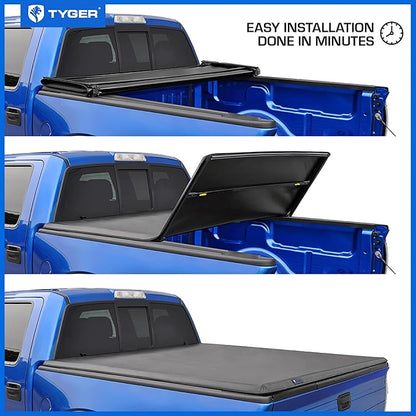 Tyger Auto T3 Soft Tri-Fold Truck Bed Tonneau Cover Compatible with 2014-2021 Toyota Tundra (Does Not Fit Trail Special Edition with Storage Boxes) | Fleetside 5.5' Bed (66") | TG-BC3T1432 , Black