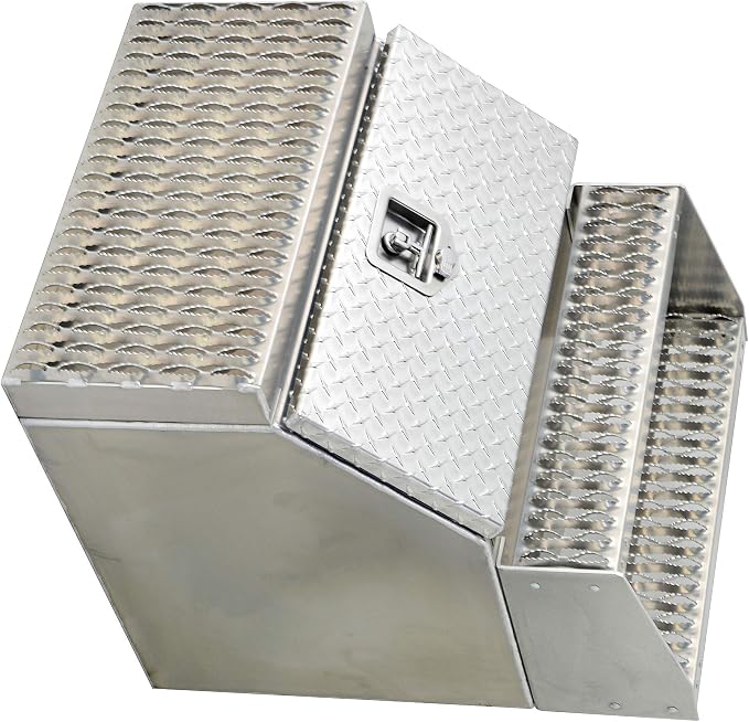 TBOZZ Heavy Duty Aluminum 24inch Semi Truck Side Storage Saddle Step Box / 24" L x 25" W x 28" H