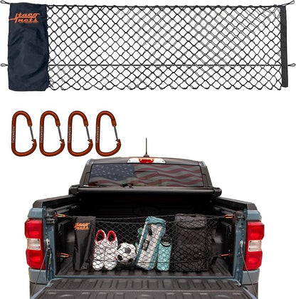 TacoNets Envelope Cargo Net for Ford Maverick - Fits 2022-Current - Upgraded 5mm Bungee - Integrated Storage Bag - Heavy Duty Carabiners - Designed in USA