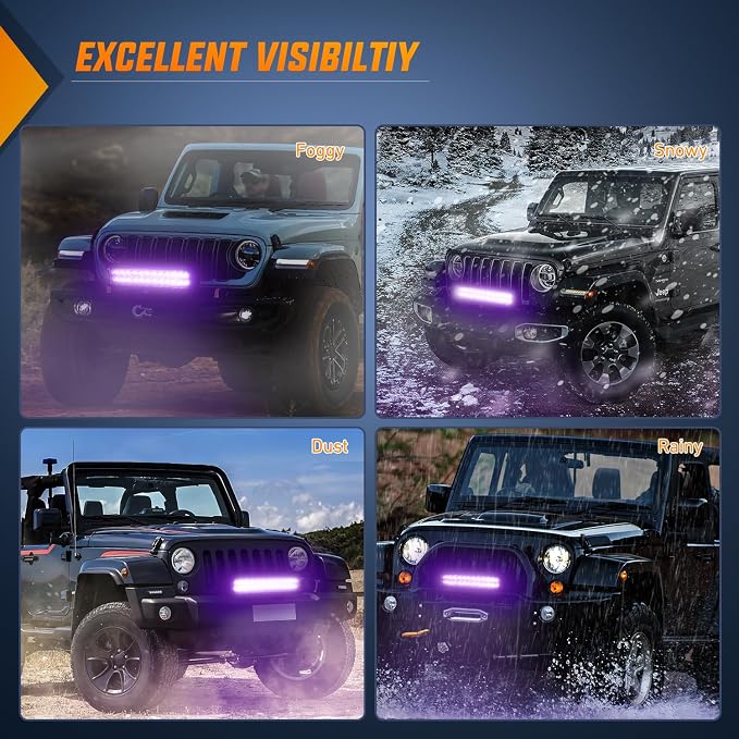 Nilight LED Light Bar 12 Inch 72W Spot Flood Combo Purple Beam Off Road Lamp Fishing Hunting Emergency Deck Work Lighting for Trucks UTV Pick-up Van Boat Tractor