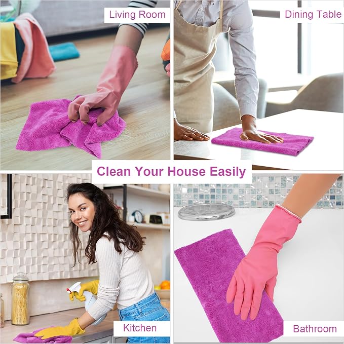 Shimeyao 30 Pcs Edgeless Microfiber Plush Towels for Cars Detailing Drying Wash Polishing Absorbent Cleaning Cloths, 500 GSM (16 x 16 Inch,Purple)