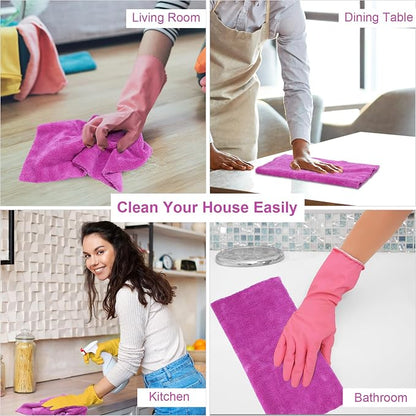 Shimeyao 30 Pcs Edgeless Microfiber Plush Towels for Cars Detailing Drying Wash Polishing Absorbent Cleaning Cloths, 500 GSM (16 x 16 Inch,Purple)