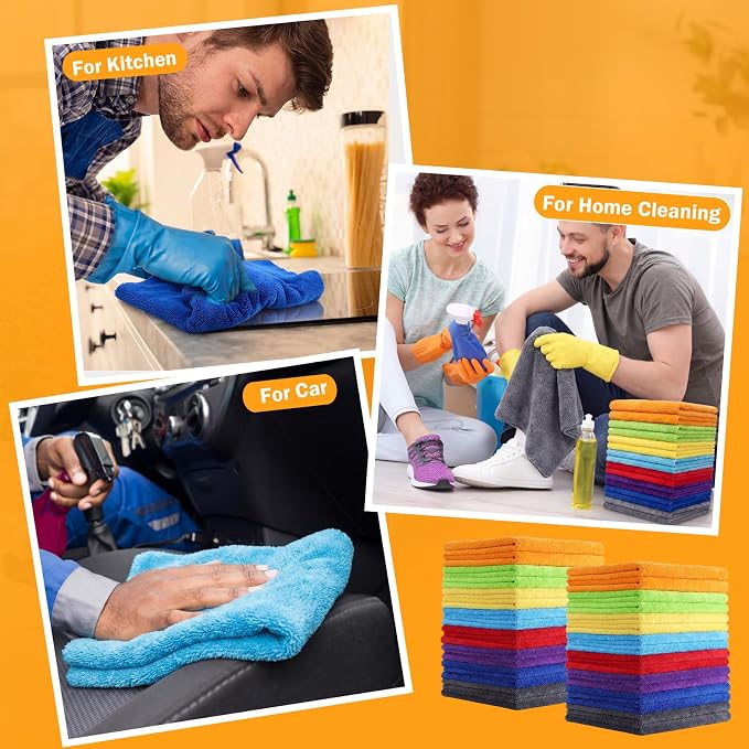Tallew 16 Pcs Car Microfiber Towels Buffing Drying Wash Cleaning Cloths Plush Large Towels Thick Care Polishing Detailing Waxing Scratch Proof Towel, 15.75 x 15.75 Inch (Multicolor)