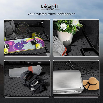 LASFIT Floor Mats & Cargo Mat for Jeep Wrangler JK 2014-2018 Unlimited 4-Door (NOT for JL or 2-Door) All Weather TPE Custom Fit Car Mats Floor Liners Cargo Liner Cargo Mat Black
