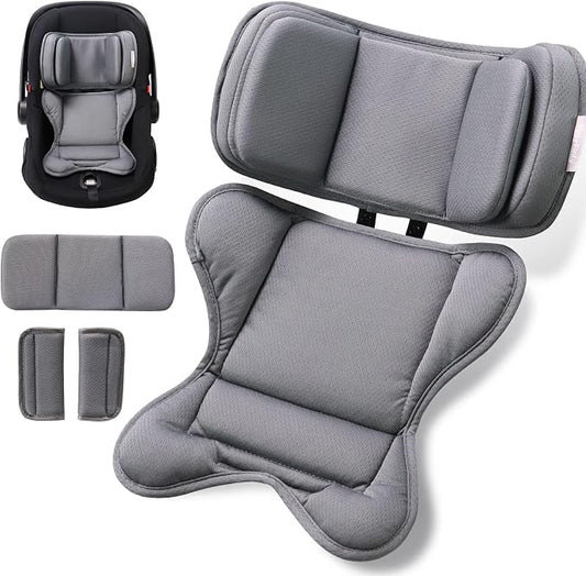 TinlyFinly Infant Insert Compatible with Doona, Graco, Britax, Chicco, Evenflo Car Seat, Adjustable Baby Head Body Support Cushion for Newborn to Toddler, Fits Infant Car Seat and Stroller (Gray)