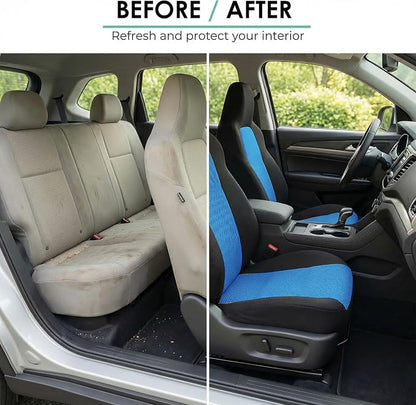 FH Group Automotive Full Car Seat Covers for SUV, Trucks, Sedan and More - Universal Fit Front High Back & Rear Solid Bench Design Interior Accessories - 3D Air Mesh Fabric Center Panel - Blue