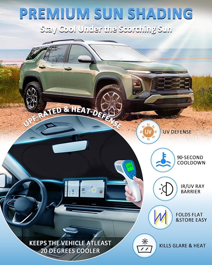 Sun Shade for Chevrolet Equinox Windshield Sunshade Custom fit for Chevy Equinox 2025 2026(Equinox EV Not Fit) Car Accessories Front Window Cover Shield Visor Protector Keep Interior Cool