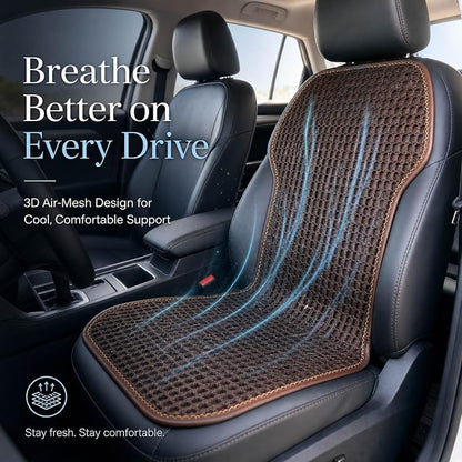 Summer 3D Air Big Mesh Car Seat Cushion Pad,Universal Fit Cooling Breathable and Vent Mesh Car Seat Cushions Cover for Truck SUV Pikup Sedan Accessories 1PCS (Brown)