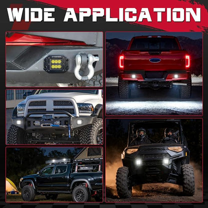 Flush Mount LED Pods, OFFROADTOWN 5'' 12,000LM CREE LED Driving Lights Reverse Backup Light Flush Light Bar Off Road Lights Work Light for Truck Pickup UTV ATV SUV Boat 4x4 Car - Driving Flood
