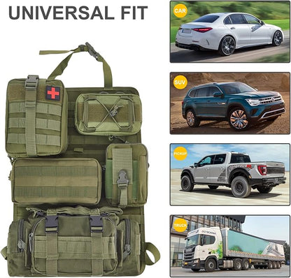 BXBXHD 6 Pack Tactical Truck Organizer Back Seat Storage Car Seat Storage Bag Molle Panels for vehicles, Car and SUV with Lots of Handy Compartments (Army green)