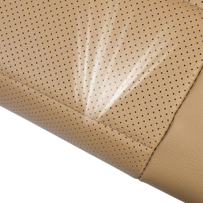 CAR PASS Piping Leather Seat Cover,Universal FIT with Composite Sponge Inside,Airbag Compatible and Reserved Opening Holes,Inside zipper for Cars,Sedan,SUV,Truck(Full Set,Beige with Tan Piping-Stripe)