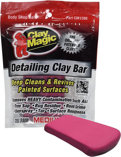 Auto Magic Clay Magic - Red Clay Bar for Glass, Chrome, Fiberglass and More - Medium - 200 Grams