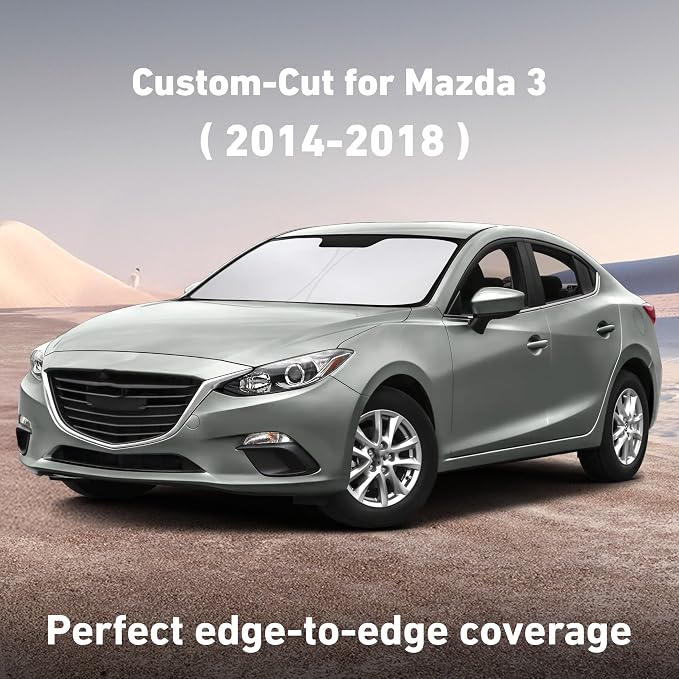 EcoNour Windshield Sunshade Compatible for Mazda 3 2014-2016 2017 2018, Sun Visor for Front Windshield & Window Sun Shade Cover, UV Heat Blocker & Protector, Car Accessories