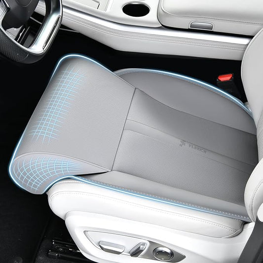 FLORICH Car Seat Extender Leg Support Cushion for Driver Seats Office Chair, Leather Widened seat Cushion for Long Drivers Universal Car Seat Cushion Legs Rest Pads-Grey