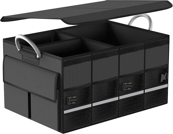 Trunk Organizer for SUV - Car Organizer with Removable Cooler Bag,Collapsible Multi Compartment 1680D Waterproof Sturdy Cargo Storage for Car Accessories Women Men (Extra Large)