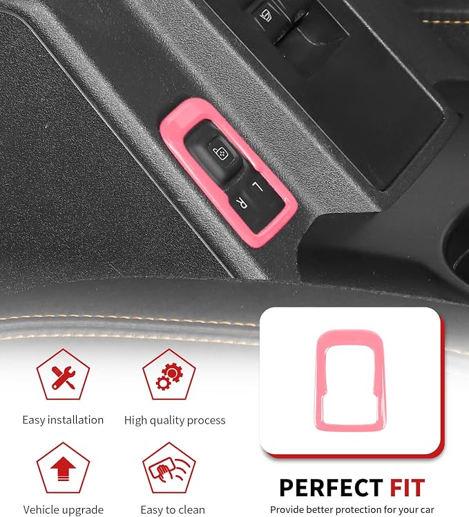 JWWY Interior Trim Kit Full Set Dress-Up Kit Decor Set Center Console Gear Shift Dashboard Panel Door Handle AC Rearview Vent Adjustment Cover Trim for 2021-2026 Ford Bronco Accessories 14pcs Pink