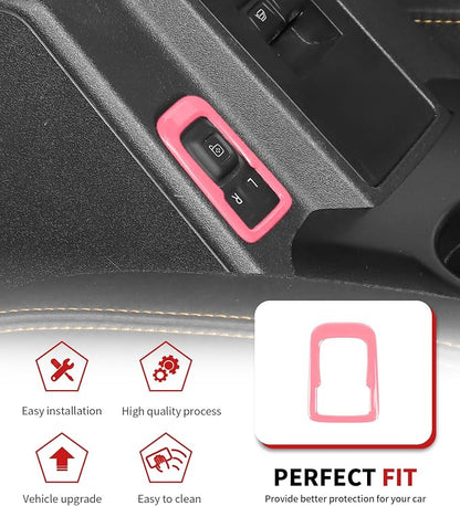 JWWY Interior Trim Kit Full Set Dress-Up Kit Decor Set Center Console Gear Shift Dashboard Panel Door Handle AC Rearview Vent Adjustment Cover Trim for 2021-2026 Ford Bronco Accessories 14pcs Pink