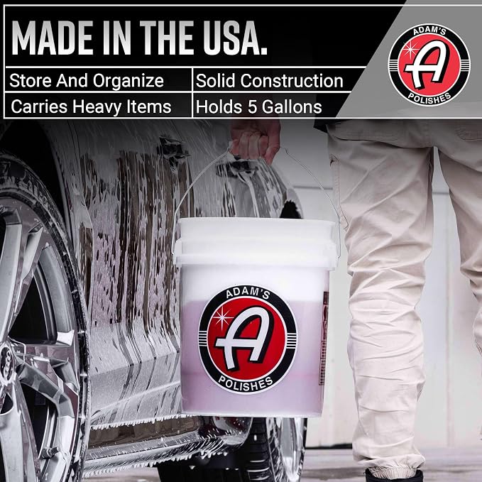 Adam's Wash Bucket (5 Gallon Bucket Only) - Car Wash Detailing Bucket for Auto Washing, Cleaning, Storage and More