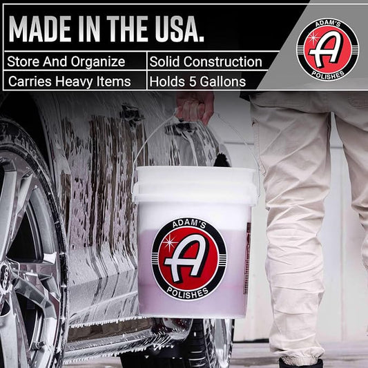 Adam's Wash Bucket (5 Gallon Bucket Only) - Car Wash Detailing Bucket for Auto Washing, Cleaning, Storage and More