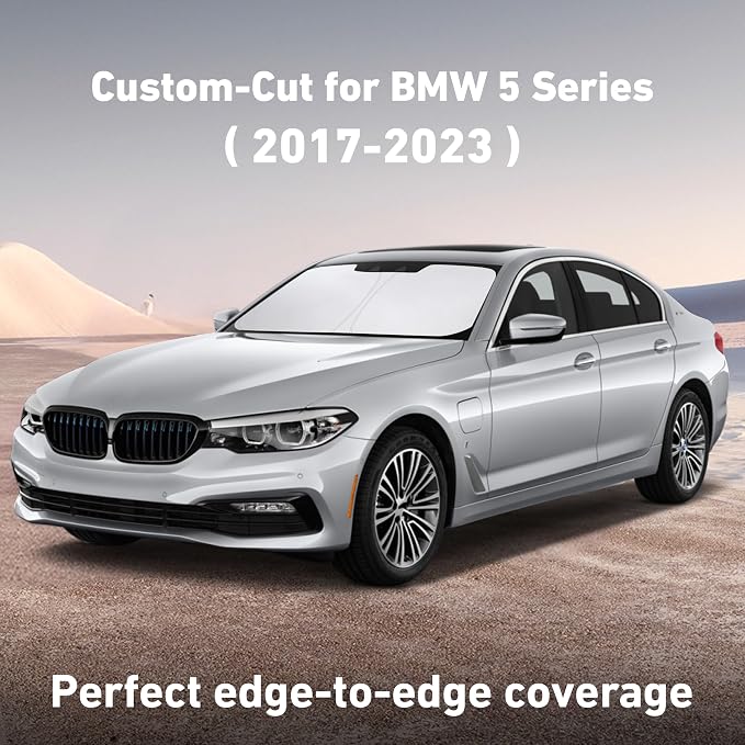 EcoNour Windshield Sunshade Compatible for BMW 5 Series G30 G31 2017-2021 2022 2023, Sun Visor for Front Windshield & Window Sun Shade Cover, UV Heat Blocker & Protector, Car Accessories