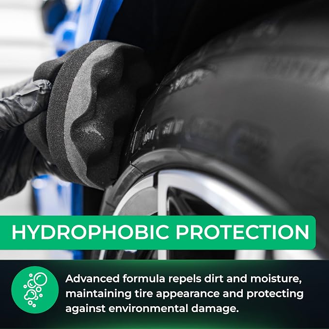 Armour Detail Supply Tire+, Advanced Water-Based Tire Shine Spray for Lasting Shine, All Tire Spray, Durable and Hydrophobic - 1 Gallon Bottle