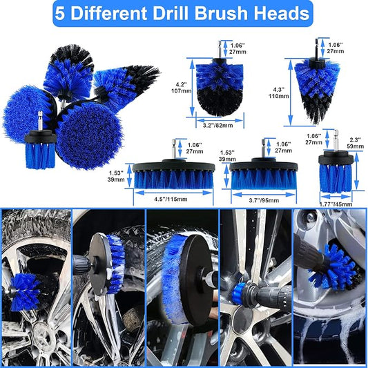 29Pcs Car Detailing Brush Set, Car Detailing Kit, Auto Detail Supplies Tools With Wheel Drill Brush Set, Car Cleaning Kit, Car Polishing Kit, Car Wash Kit for Tires, Wheels, Interior & Exterior