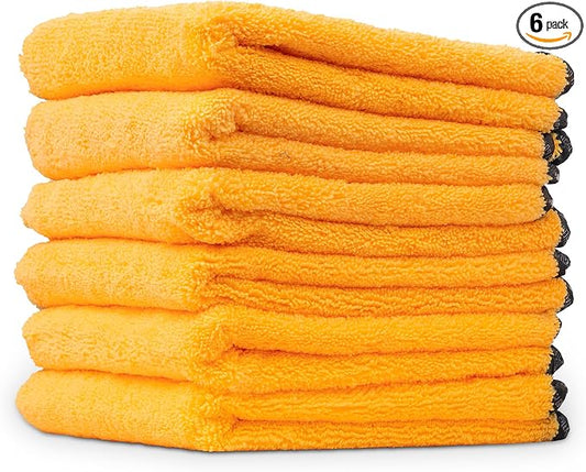 Chemical Guys Professional Grade Premium Microfiber Towels for Cars, Gold, 24" x 16", Ultra-Soft and Scratch-Free Car Detailing Cloths for Trucks, Motorcycles, and More - 6 Pack