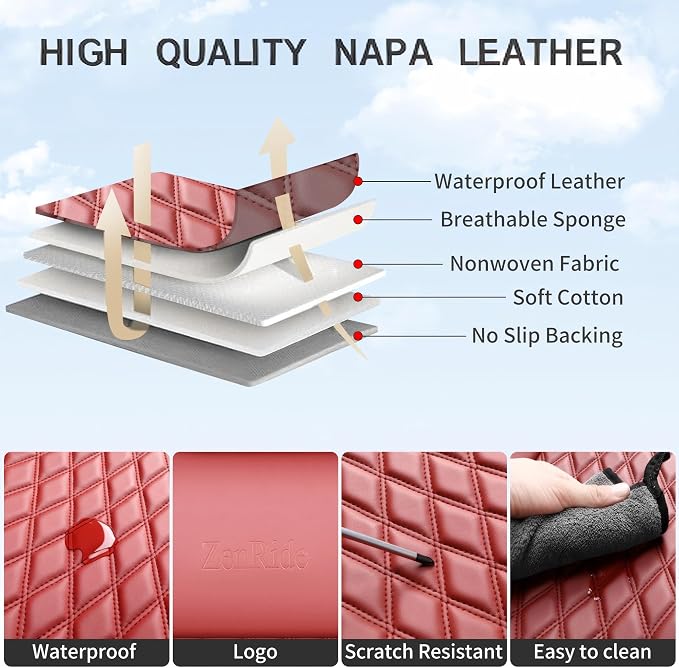 Front Burgundy Automotive Seat Covers Set of 2,Universal Precision Fit Contoured Thick Texture Nappa Leather Red Leather Seat Covers Automotive Seat Covers & Accessories,Style1 Wine Red