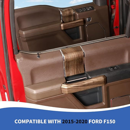 RAZPOY for F150 Inner Door Handles Covers & Door Handle Panel Trim Compatible with 2015-2020 Ford F150 Wood Grain Interior Accessories