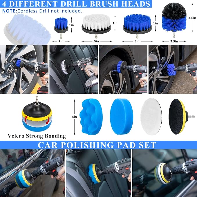 38Pcs Car Wash Detailing Kit Cleaning Kits with Foam Gun Sprayer Collapsible Bucket Drill Brush Large Wash Mitt Towels Complete Interior Exterior Car Washing Supply Set Blue