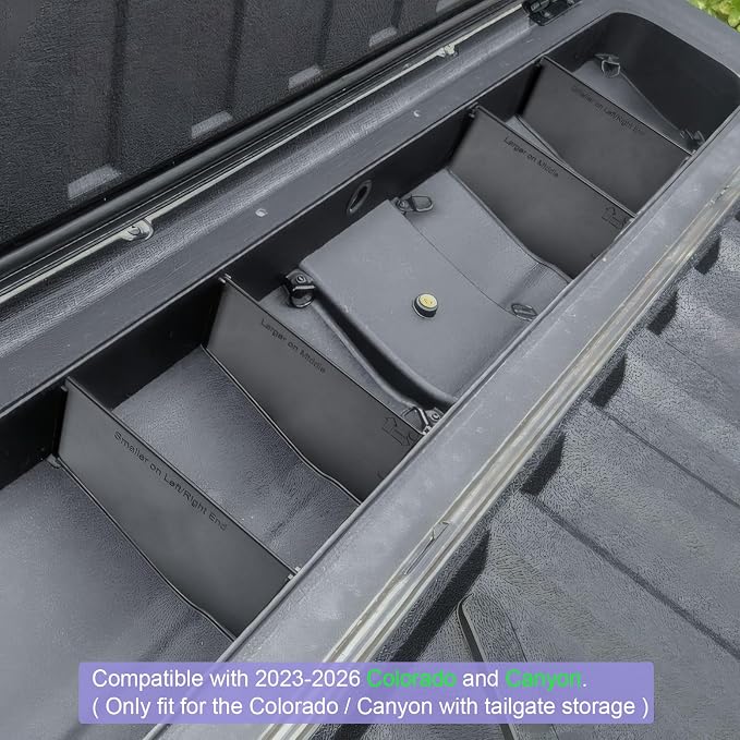 RUNROAD Tailgate Storage Dividers Compatible with 2023 2024 2025 2026 Chevy Colorado and GMC Canyon Accessories, Trunk Divider Center Console Organizer Tray For Colorado Canyon Storage Box (4PCS)