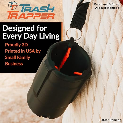 Trash Trapper Car Trash Can Cup Holder | Mini Car Trash Can | Fits in Most Doors | 5.1" x 2.9" | Traps More & Empties Less, Patent-Pending Compaction, Holds Weeks of Small Garbage, Black/Teal
