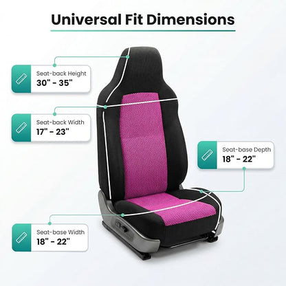 FH Group Automotive Front Car Seat Covers for SUV, Trucks, Sedan and More - Universal Fit Front High Back Design Interior Accessories - 3D Mesh Fabric Center Panel - Pink