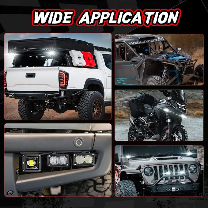 2Pcs LED Pod Light 3 Inch Off Road Driving Reverse Light Bar Mini LED Pods Cube Ditch Lights Bumper Backup Work Auxiliary Lights for Truck Offroad ATV UTV SUV Motorcycle Boat