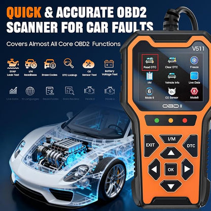 V511 OBD2 Scanner Diagnostic Tool, Check Engine Light Car Code Reader, I/M Readiness, DTC, Battery Voltage Tester, Reset, Live Data, Car Diagnostic Scan Tools for All OBDII Car Since 1996