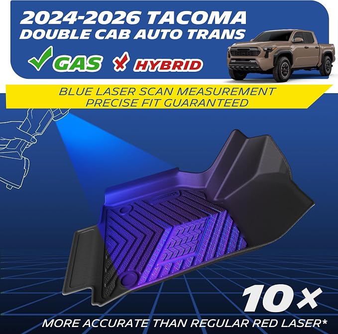 Michelin Vehicle Mats, All-Weather TPE Custom Fit Liner for 2024-2026 Toyota Tacoma Double Cab Auto Tran TRD/SR/SR5/Limited, Not Fit Hybrid or XtraCab, Elite