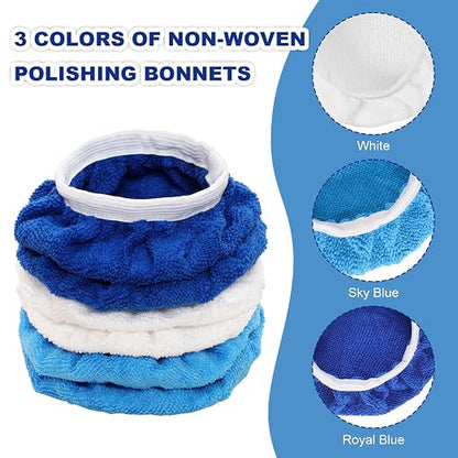 15 Pieces Car Polisher Pad Bonnet Microfiber Polishing Bonnet Buffing Pads Orbital Buffer Polisher Waxing Covers for Cleaning and Polishing (5-6 Inches)