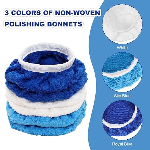 15 Pieces Car Polisher Pad Bonnet Microfiber Polishing Bonnet Buffing Pads Orbital Buffer Polisher Waxing Covers for Cleaning and Polishing (7-8 Inches)