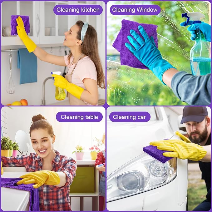 Tallew 15 Pcs 15 Pcs Car Microfiber Towels Buffing Drying Wash Cleaning Cloths Plush Large Towels Thick Care Polishing Detailing Waxing Scratch Proof Towel, 15.75 x 15.75 Inch (Purple)