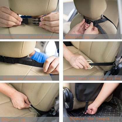 Car Back Seat Organizer with Foldable Table Tray, PU Leather Backseat Organizer for Kids Toddlers Travel, Car Kick Mats Seat Back Protector Storage Pocket with Touch Screen Tablet Holder