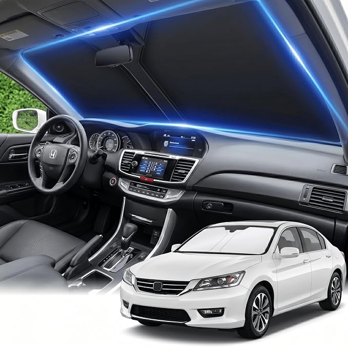 Windshield Sun Shade for Honda Accord 2013-2017 Sunshade Front Window Shade Custom Fit Accord Accessories Sun Visor Foldable Shade Blocks UV Rays Accessories