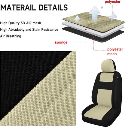VarCozy Seat Covers for Car Front Pair, Breathable Cloth Front Car Seat Covers, Universal Cloth Seat Covers for SUV Sedan Van, Automotive Interior Covers, Airbag Compatible