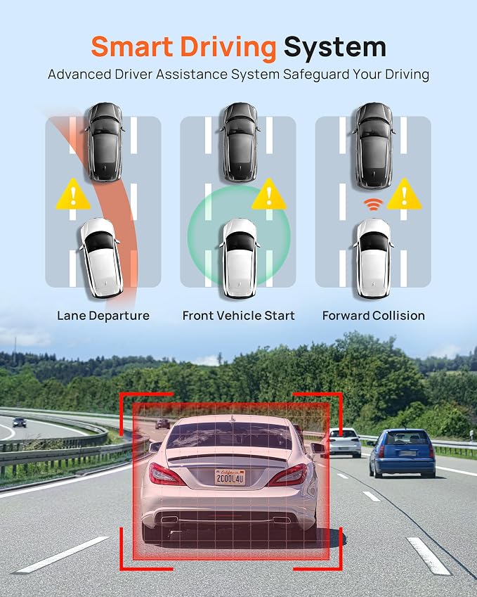70mai 2.7K Dash Cam Front A500S, 1944P Dash Camera for Cars with Sony IMX335, Dashcam Built-in WiFi GPS, Optional Rear Dashcam, ADAS, 2'' IPS LCD Screen, 24H Parking Mode, WDR, Super Night Vision